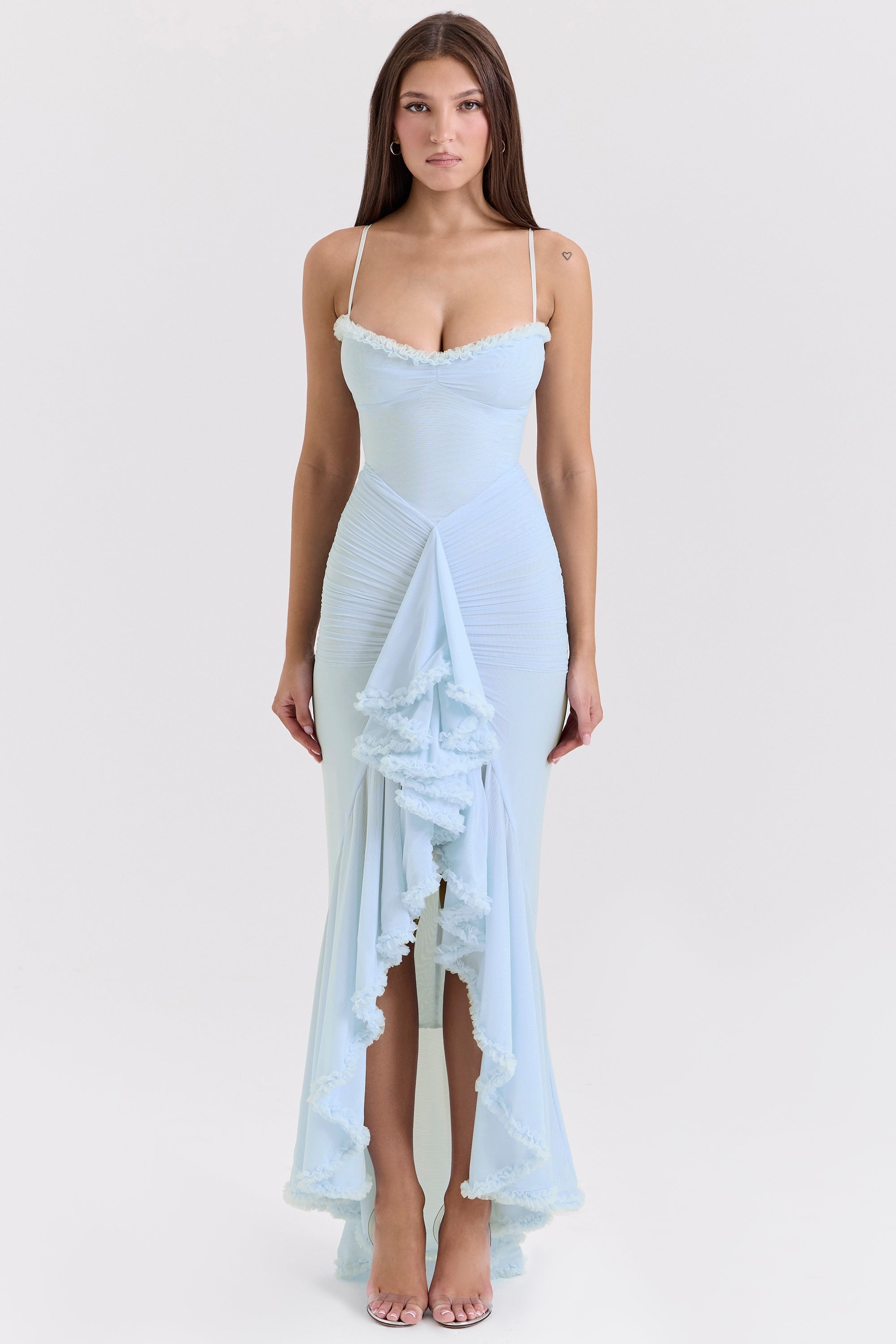 Gabbi | Mesh Ruffled Front Gown